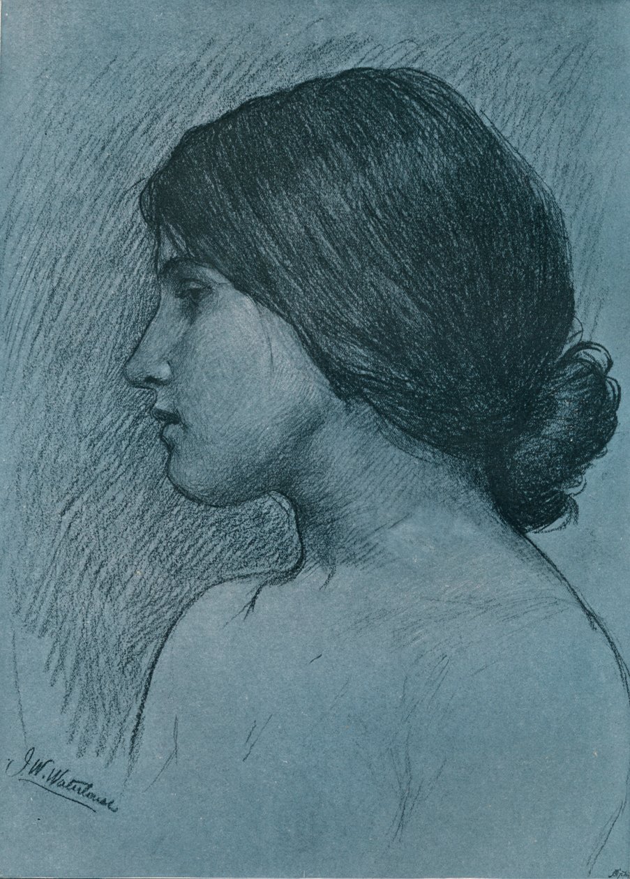 Study of a Head, c1899 av John William Waterhouse