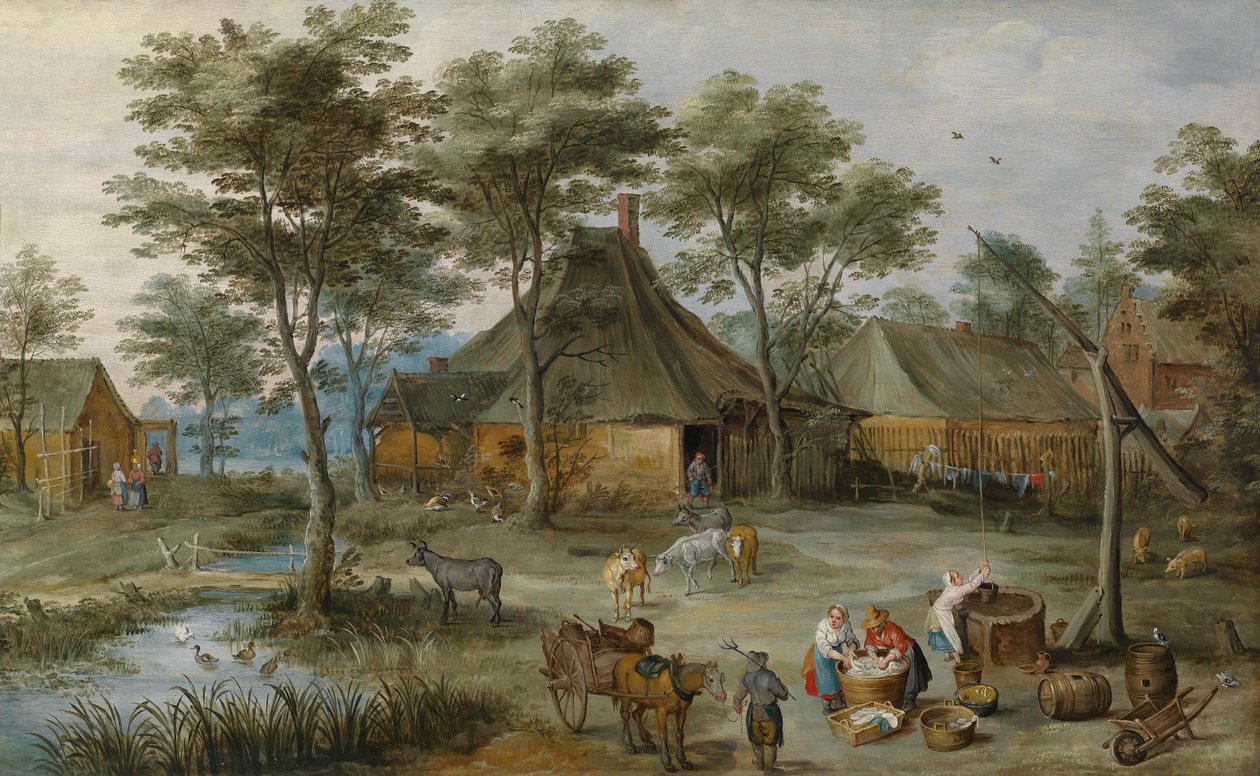 Dörfliche Szene am Ziehbrunnen av Joos or Josse de Momper