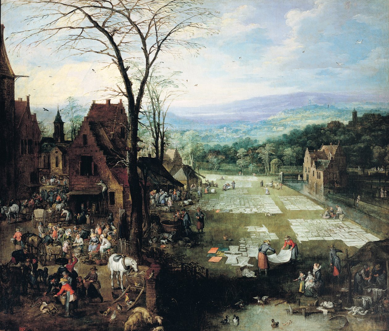 Marknad och blekmark, 1620-22 av Joos or Josse de Momper