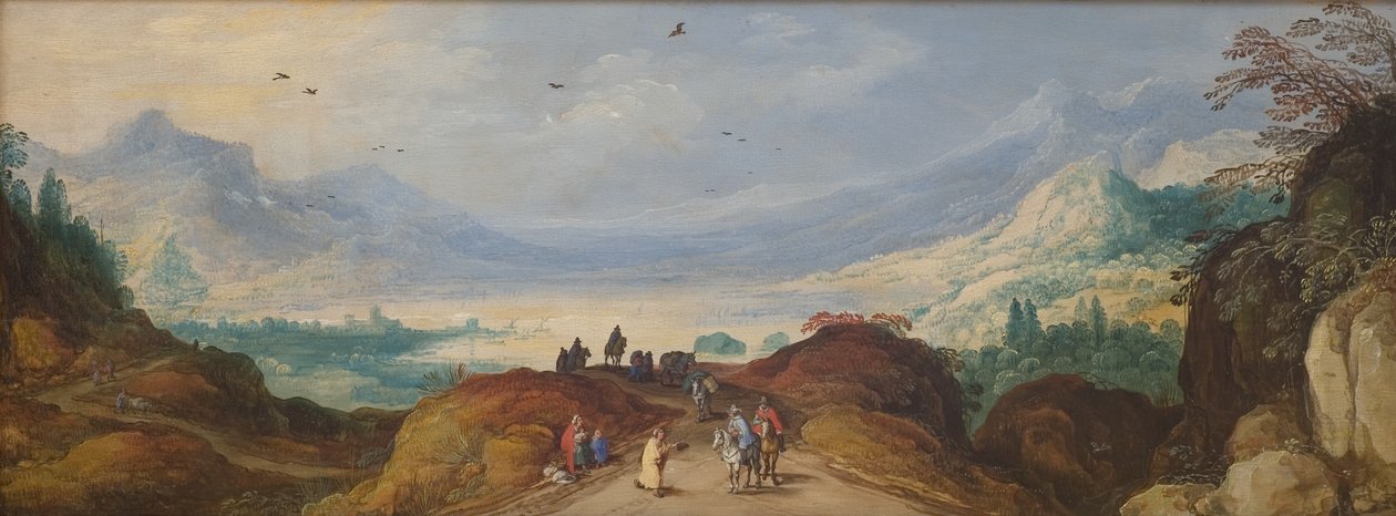 Bergslandskap med en sjö av Joos de II Momper