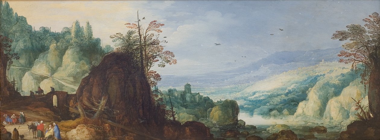 Bergslandskap med en flod av Joos de II Momper