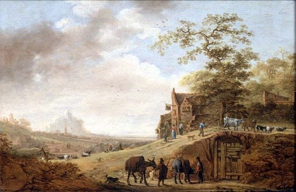 Ett pastoralt landskap (panel) av Joost Vinck