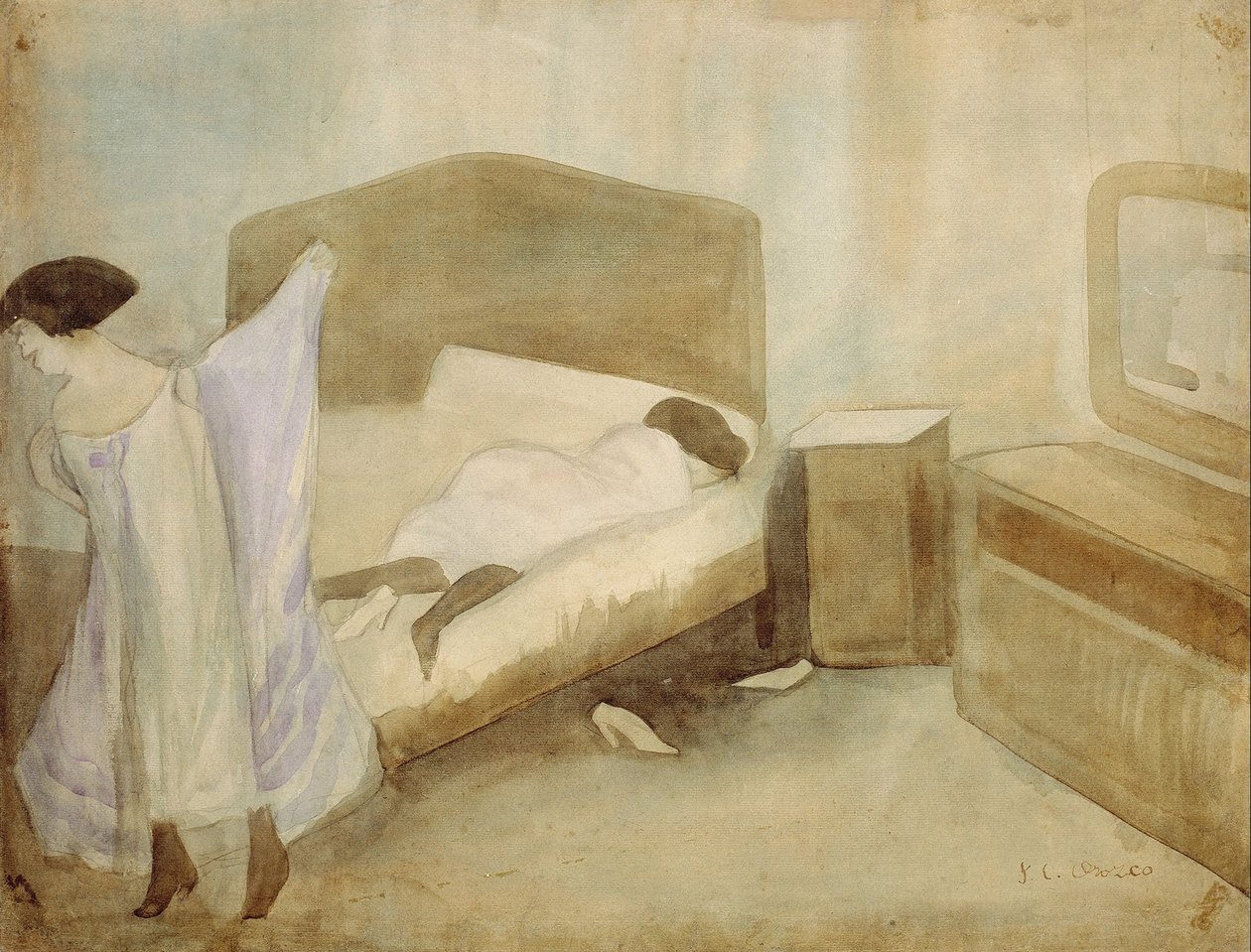 The Bedroom av José Clemente Orozco