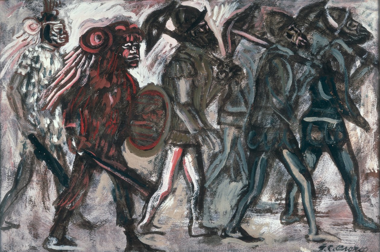 The Teules, ca 1945 (gouache på papper) av José Clemente Orozco