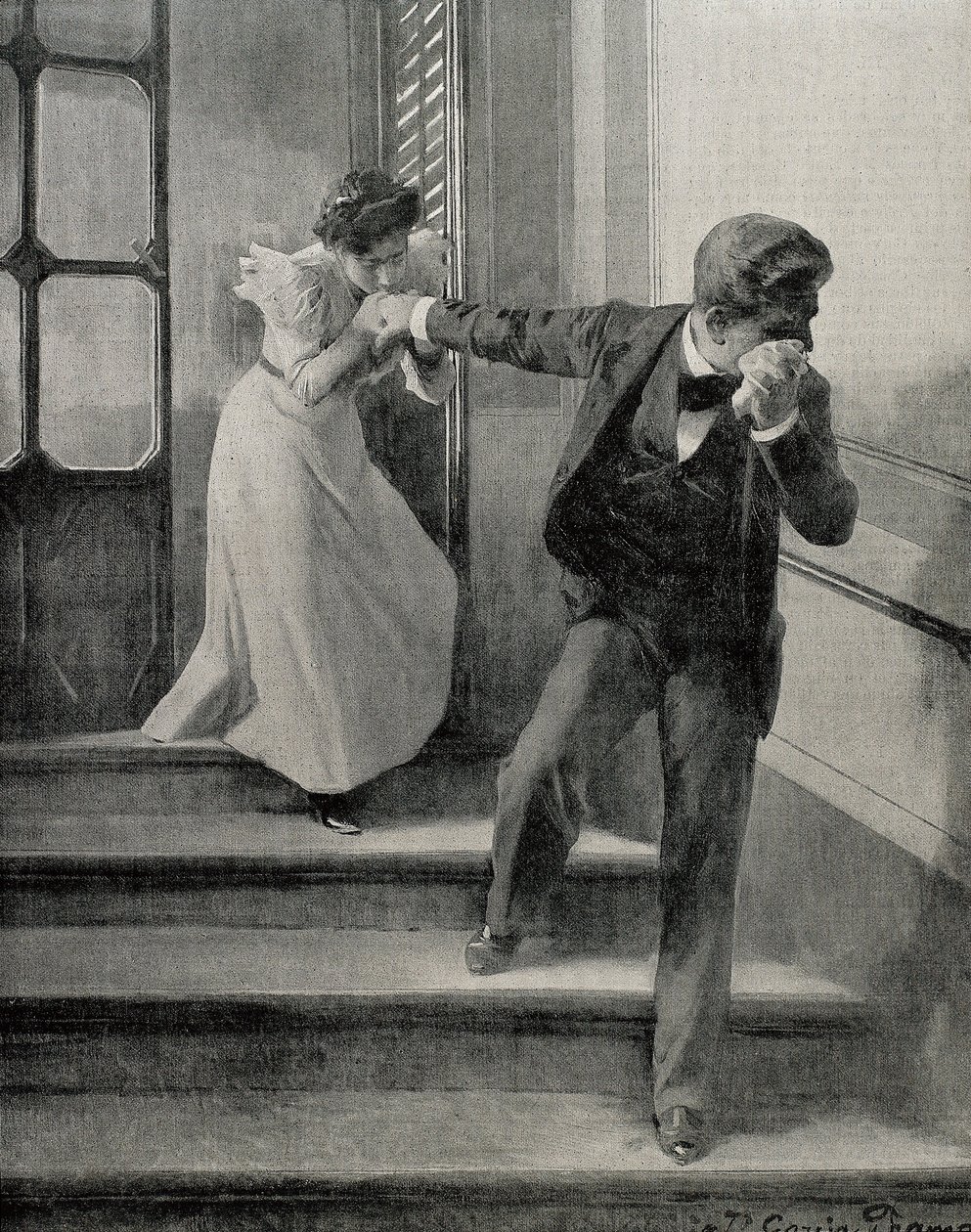 Sorgligt adjö. 1900 (ritning) av José García Ramos