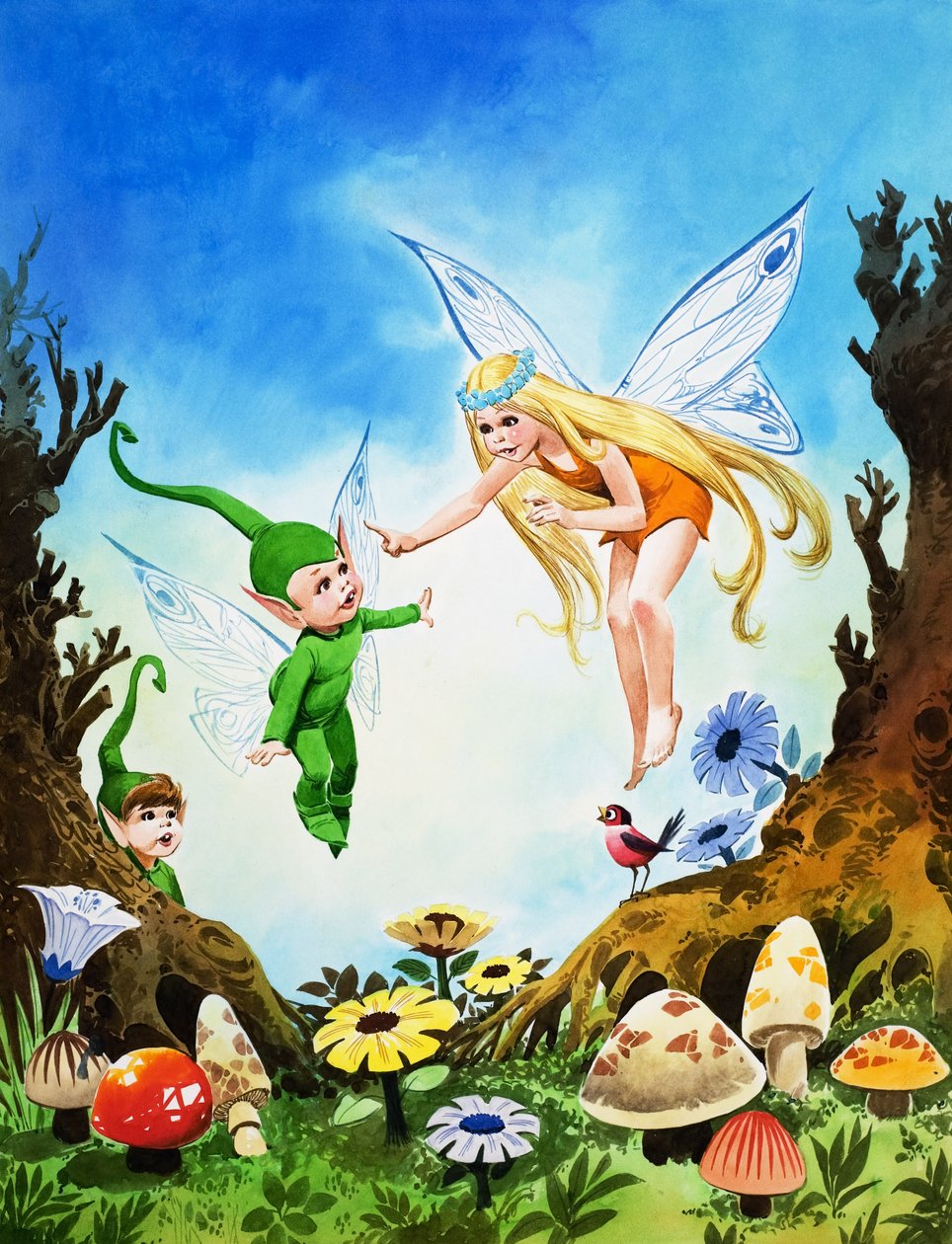 The Rainbow Pixie (gouache på papper) av Jose Ortiz