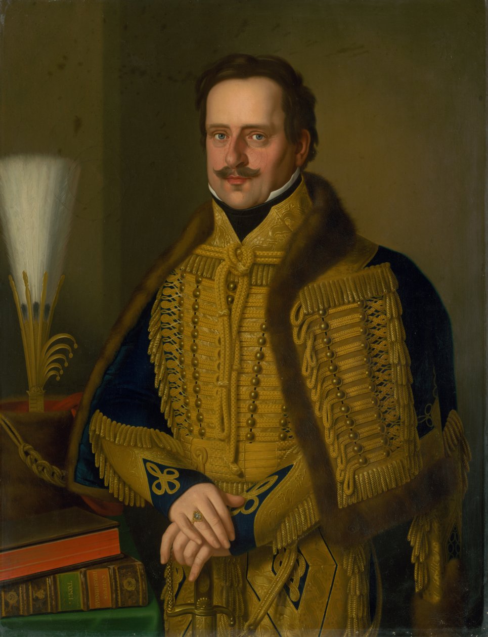 Porträtt av en Svassish Bathrock Count Charles Csáky i en högtidlig uniform av Josef Czauczik