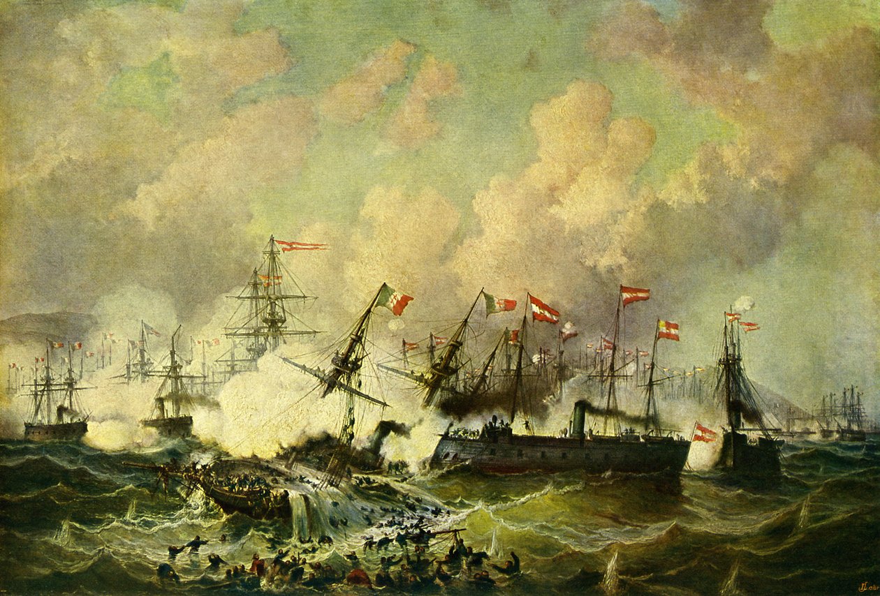 Sjöslaget vid Lissa, 20 juli 1866 av Josef Karl Berthold Puttner