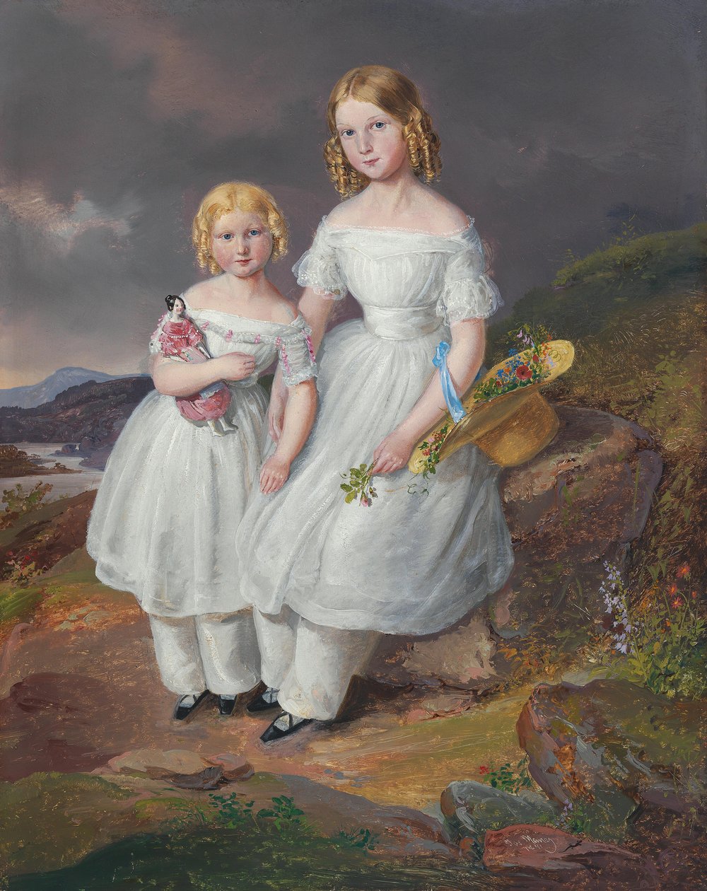  Bildnisse der Franziska Comtesse Kolowrat-Krakowsky geb. 5. July 1835 und Seraphine Comtesse Kolowrat Krakowsky geb. 28. August 1838nEnglish: Portrait of Franziska Countess Kolowrat-Krakowsky born 5 July 1835 and Seraphine Countess Kolowrat Krakowsky born av Josef Mánes