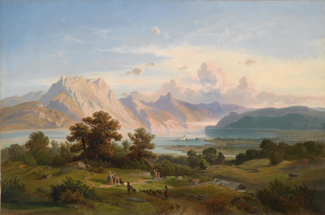Utsikt över Orth Castle på sjön Traunsee av Josef Mayburger
