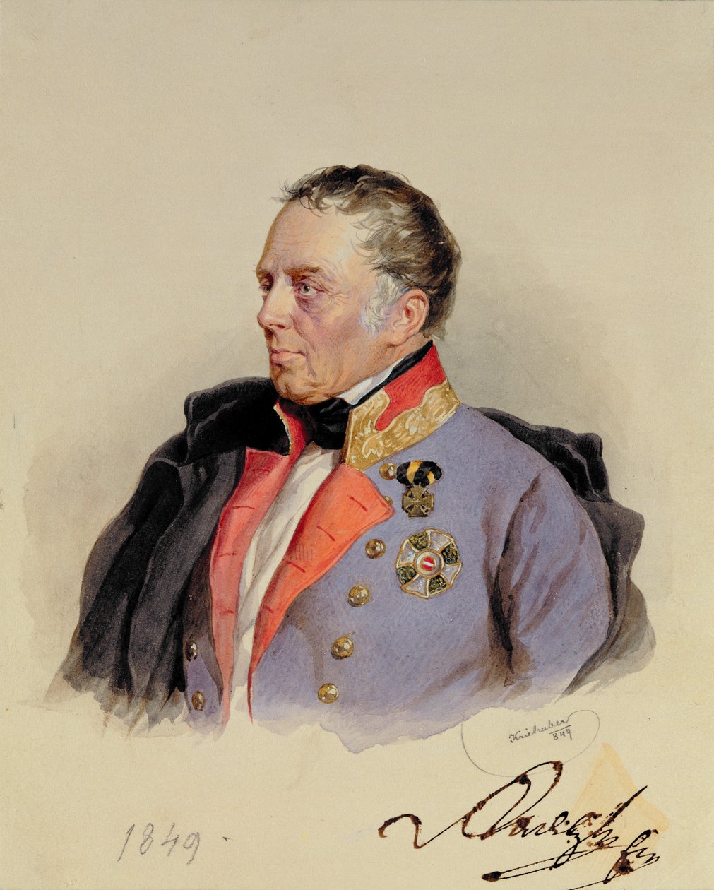Johann Joseph Wenzel, Hesabu Radetzky (1766-1858) Gavana wa maeneo ya Lombardo-Venetian katikati ya miaka ya 1800, 1849 swed. av Josef Nikolaus Kriehuber