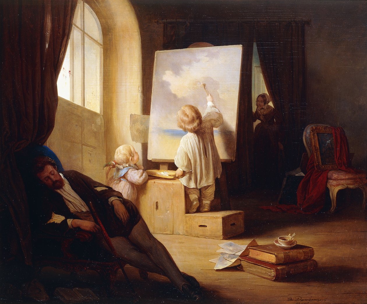 Den sovande målaren; Den sovande målaren, 1841 av Josef Danhauser