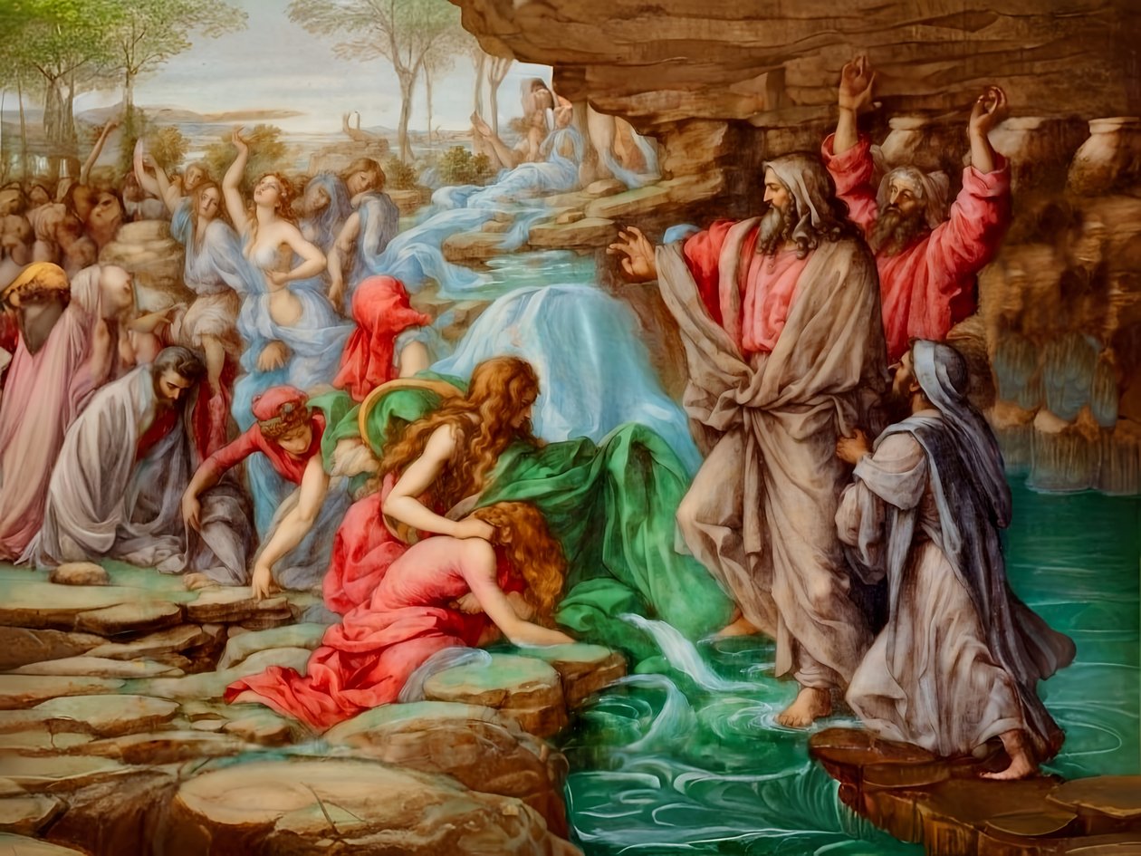 A2_Exodus_09_Manna och vatten från klippan av Josef Johann Michel