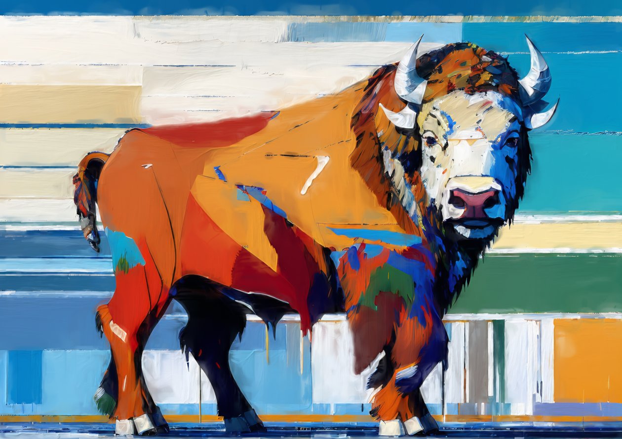 Djur: buffel 4 av Josef Johann Michel