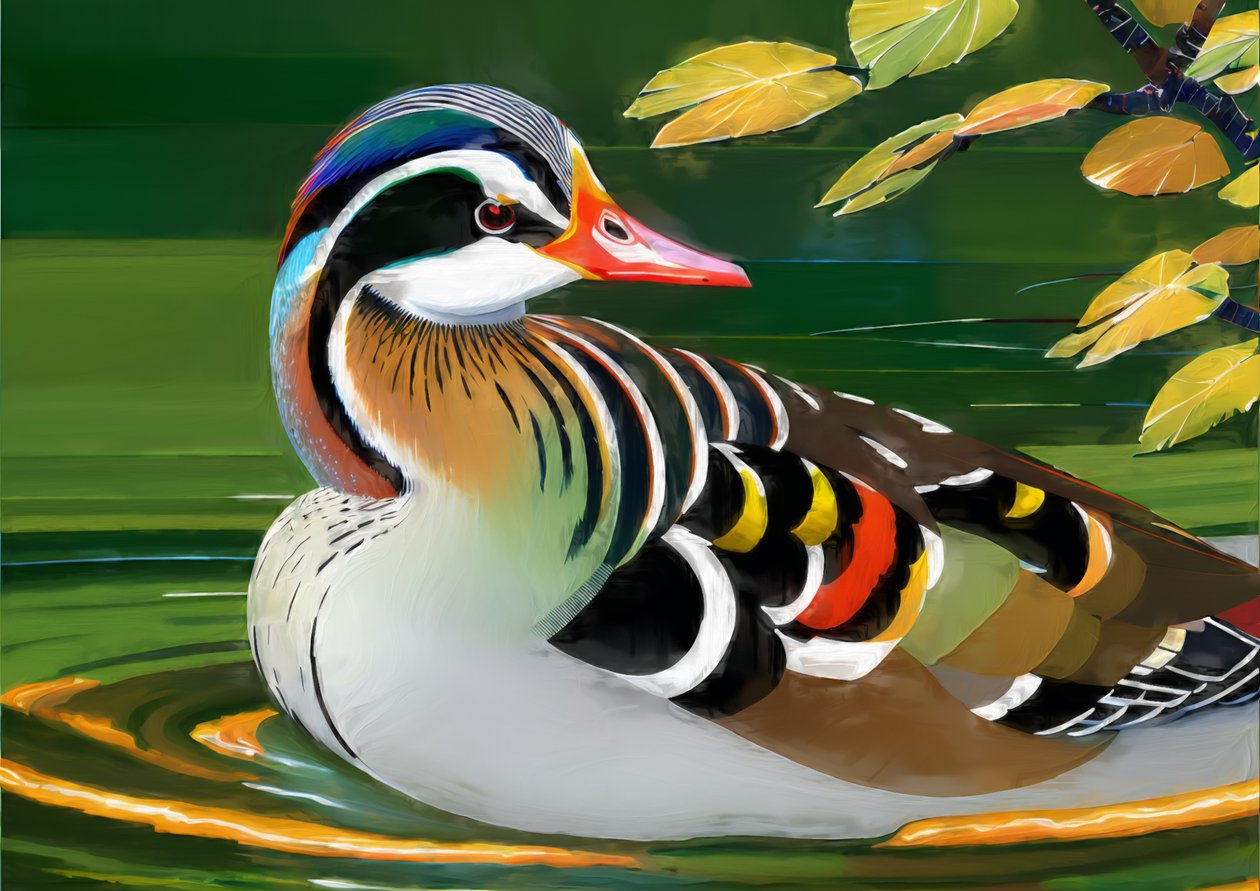 Djur: mandarin anka 1 av Josef Johann Michel