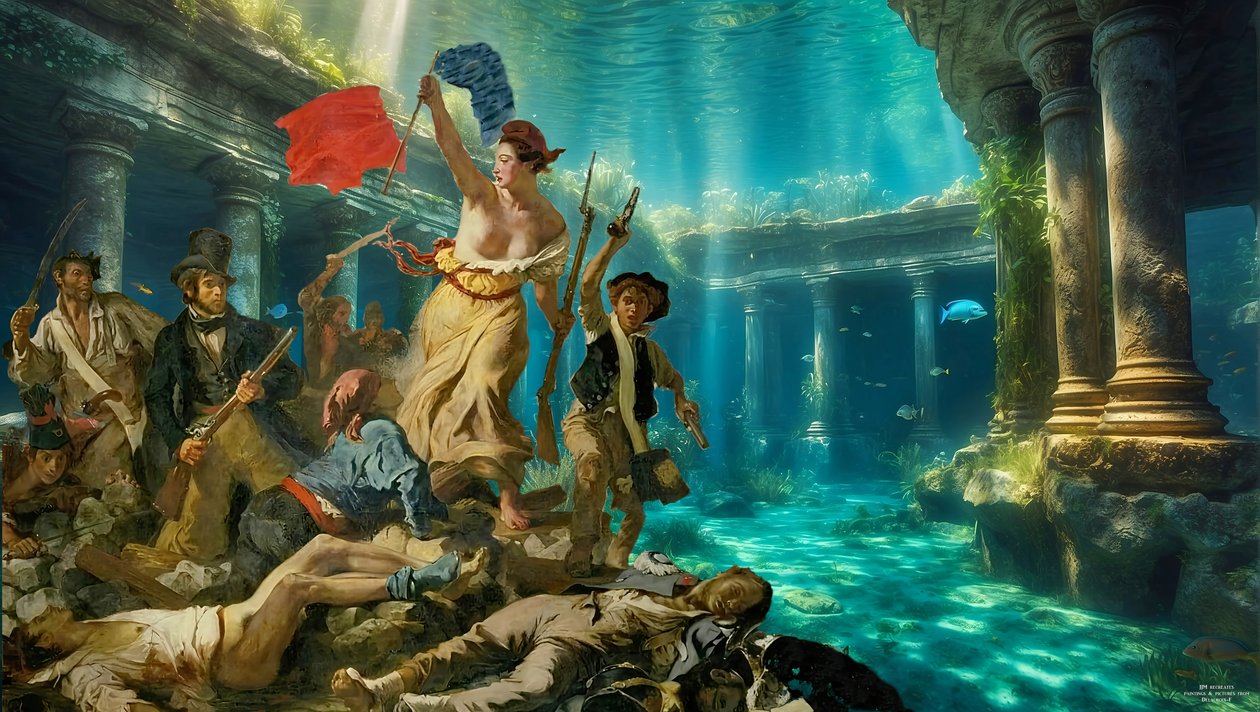 JJM-recreate_Delacroix_Frihet för folket_under vattnet av Josef Johann Michel