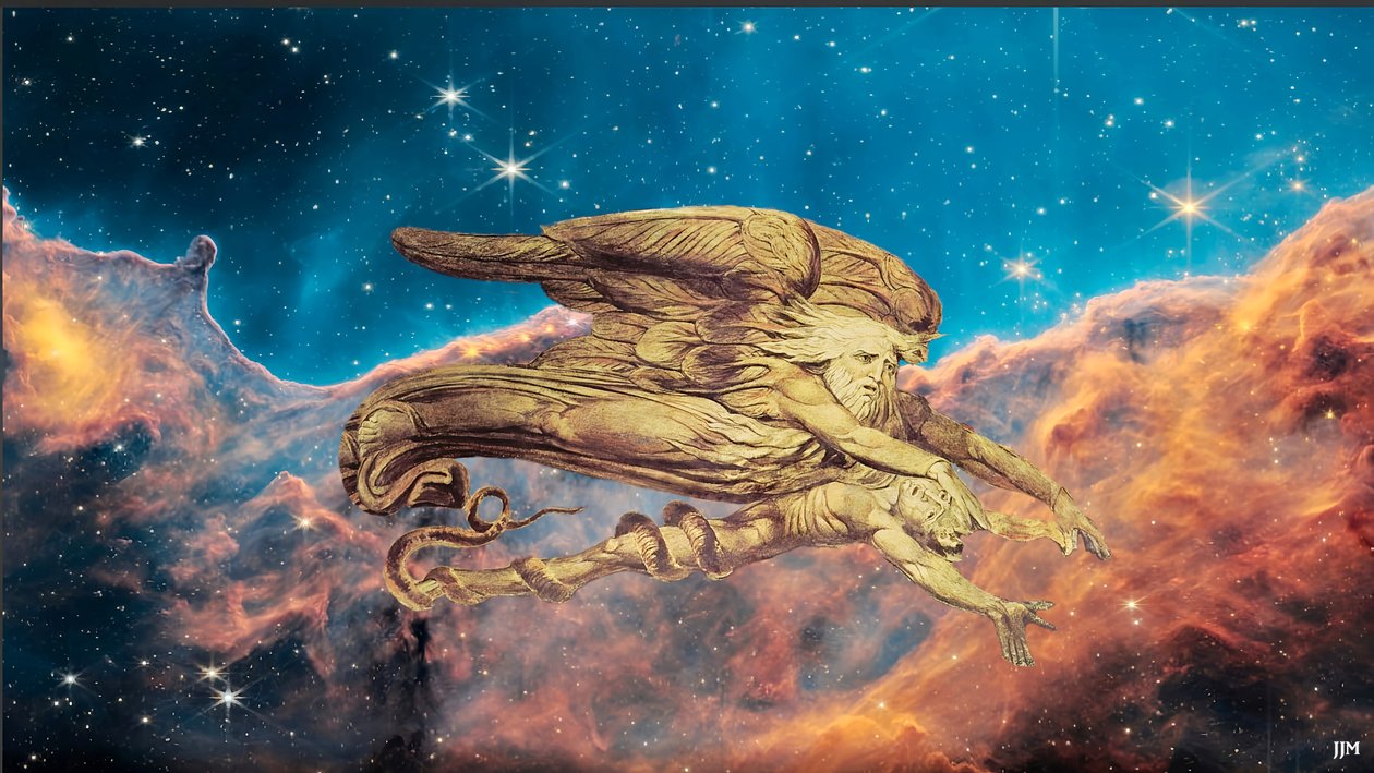 JJM-recreate: Blake-W_Und Elohim schuf Adam+JWST av Josef Johann Michel