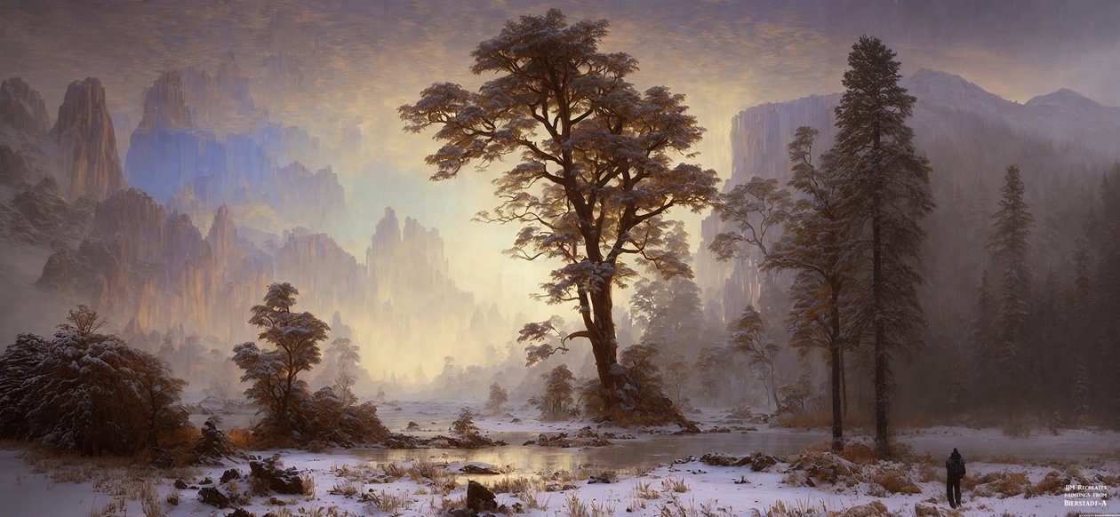 JJM återskapar Bierstadt-A: Valley of Yosemite Snowfall av Josef Johann Michel