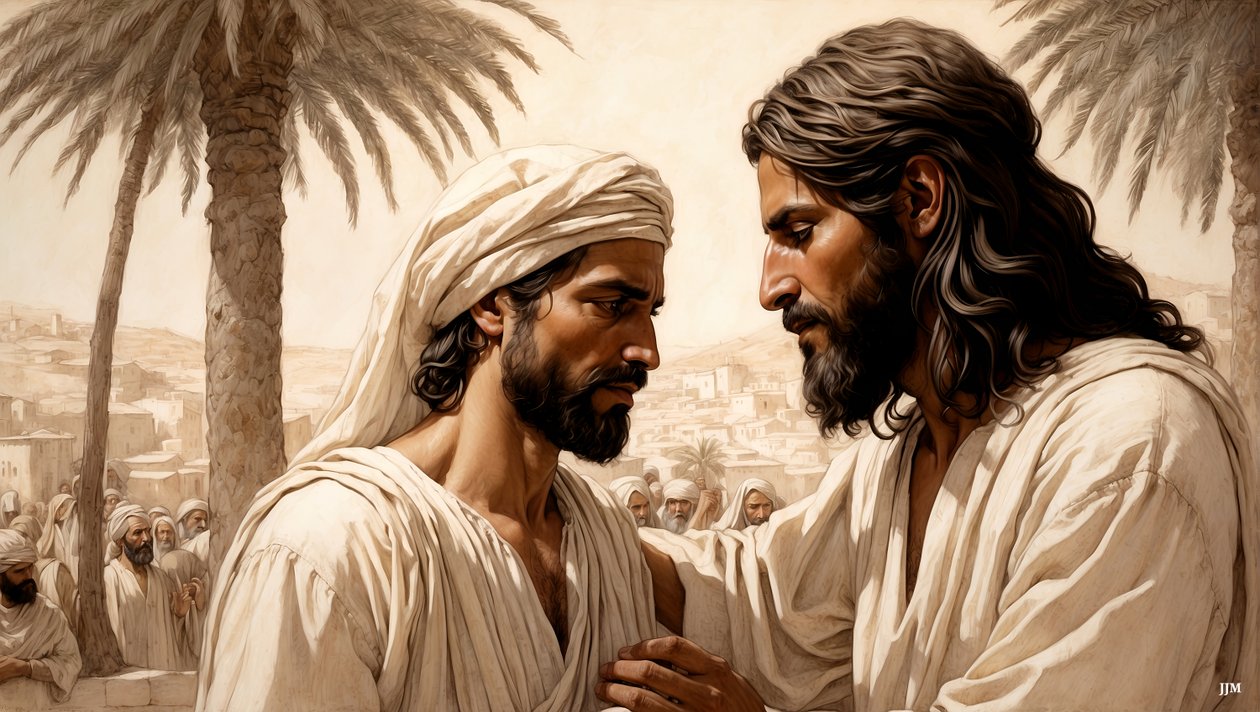 Jesus helar den blinde tiggaren_04 av Josef Johann Michel