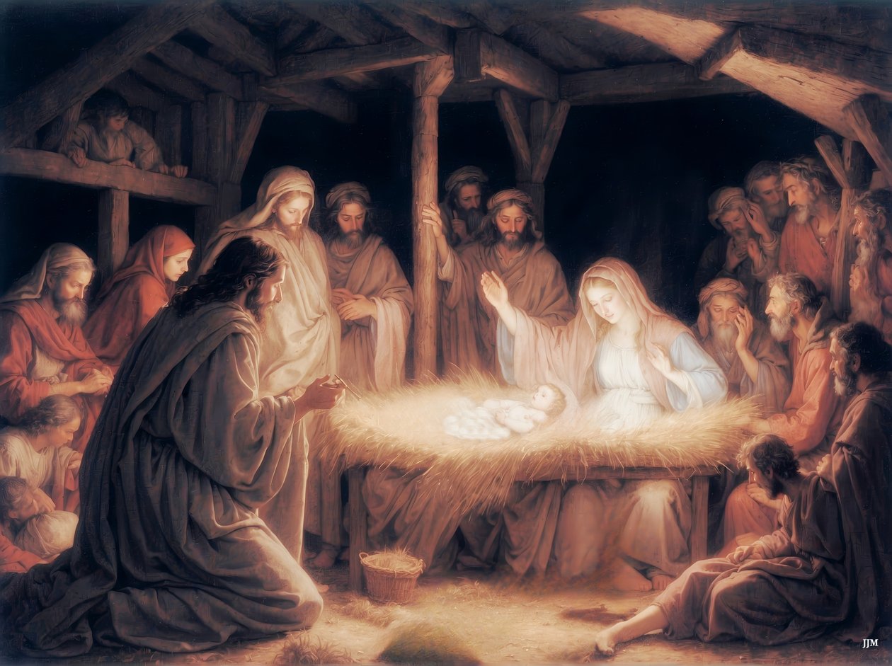 Jesus_i krubban_01 av Josef Johann Michel