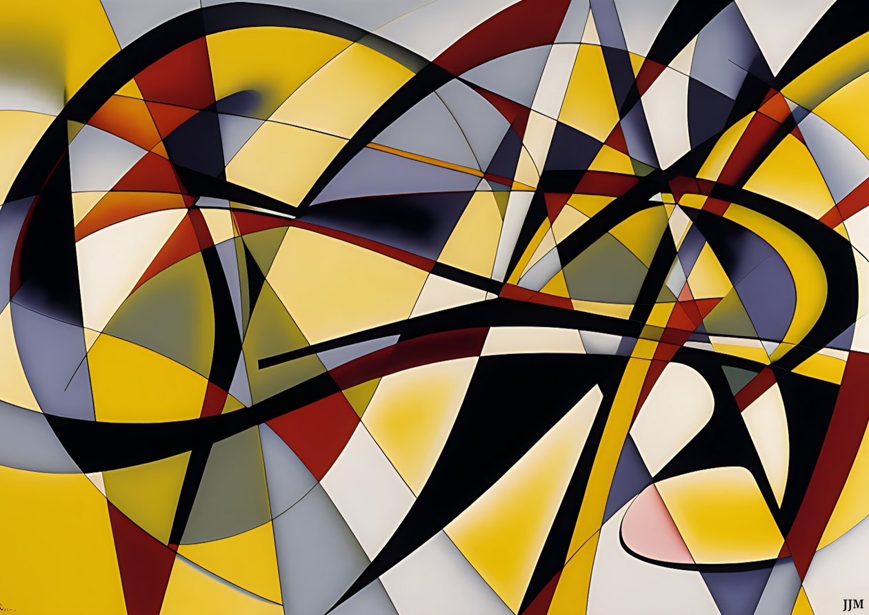 abstrakt: Silver-yellow_curve 3 av Josef Johann Michel