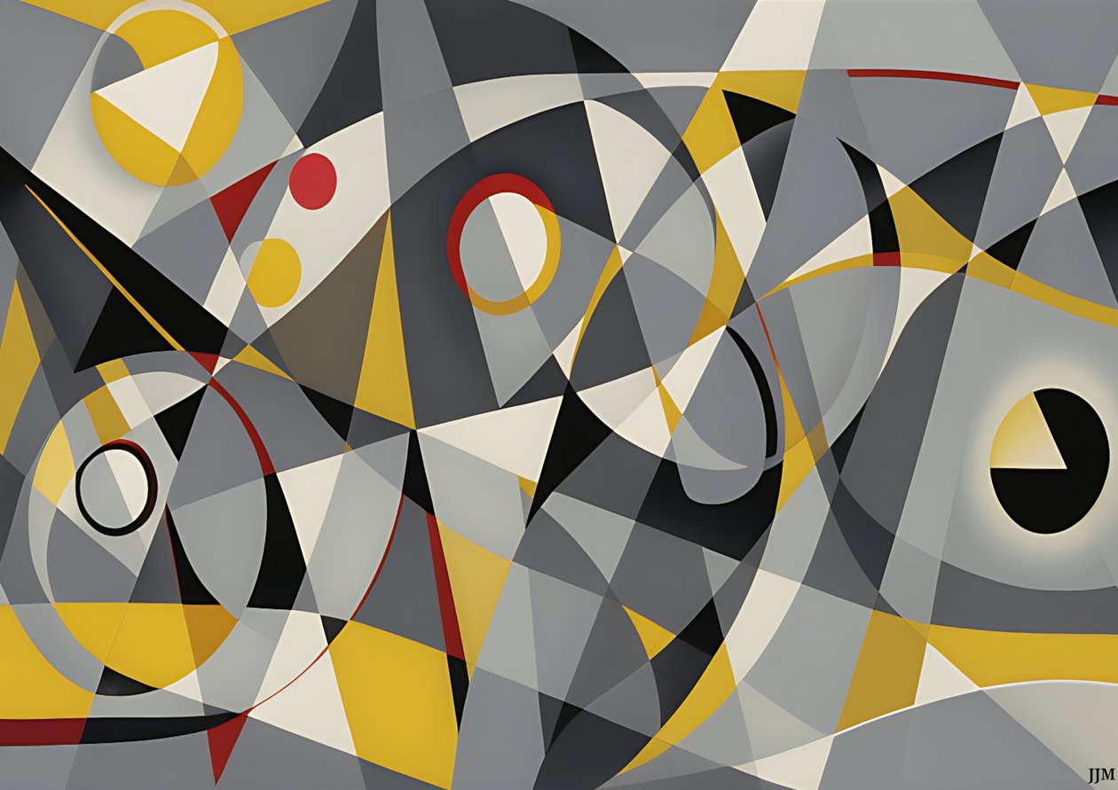 abstrakt: silver-yellow_circles 2 av Josef Johann Michel