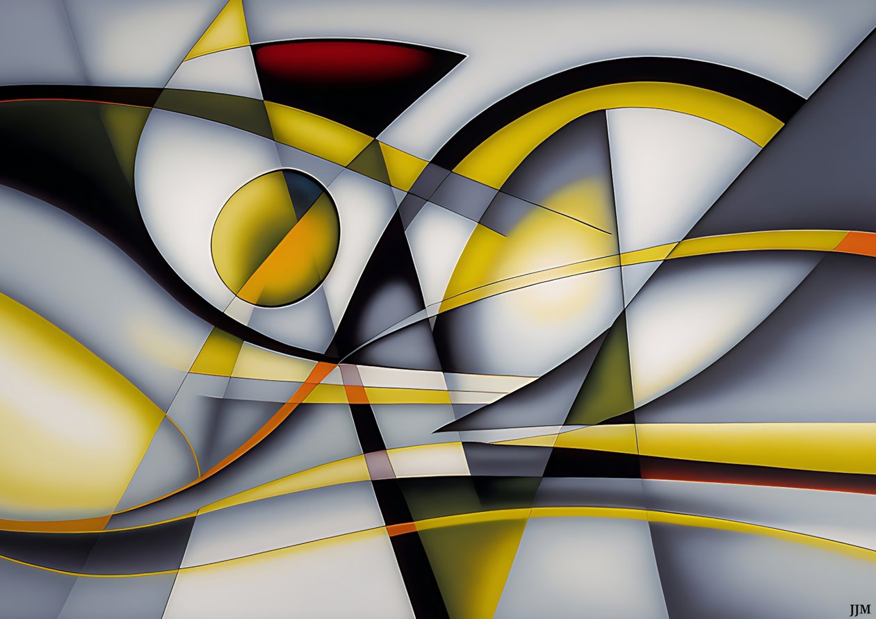 abstrakt: silver-yellow_curve 1 av Josef Johann Michel