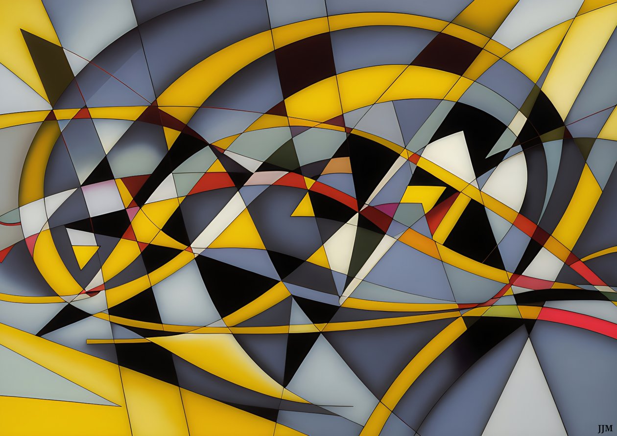 abstrakt: silver-yellow_curve 4 av Josef Johann Michel