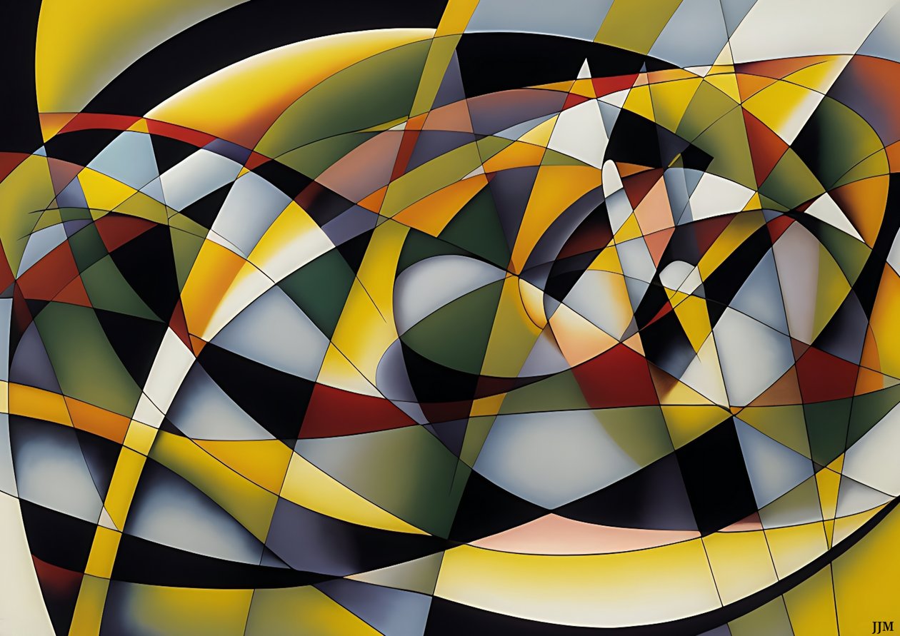 abstrakt: silver-yellow_curve 6 av Josef Johann Michel