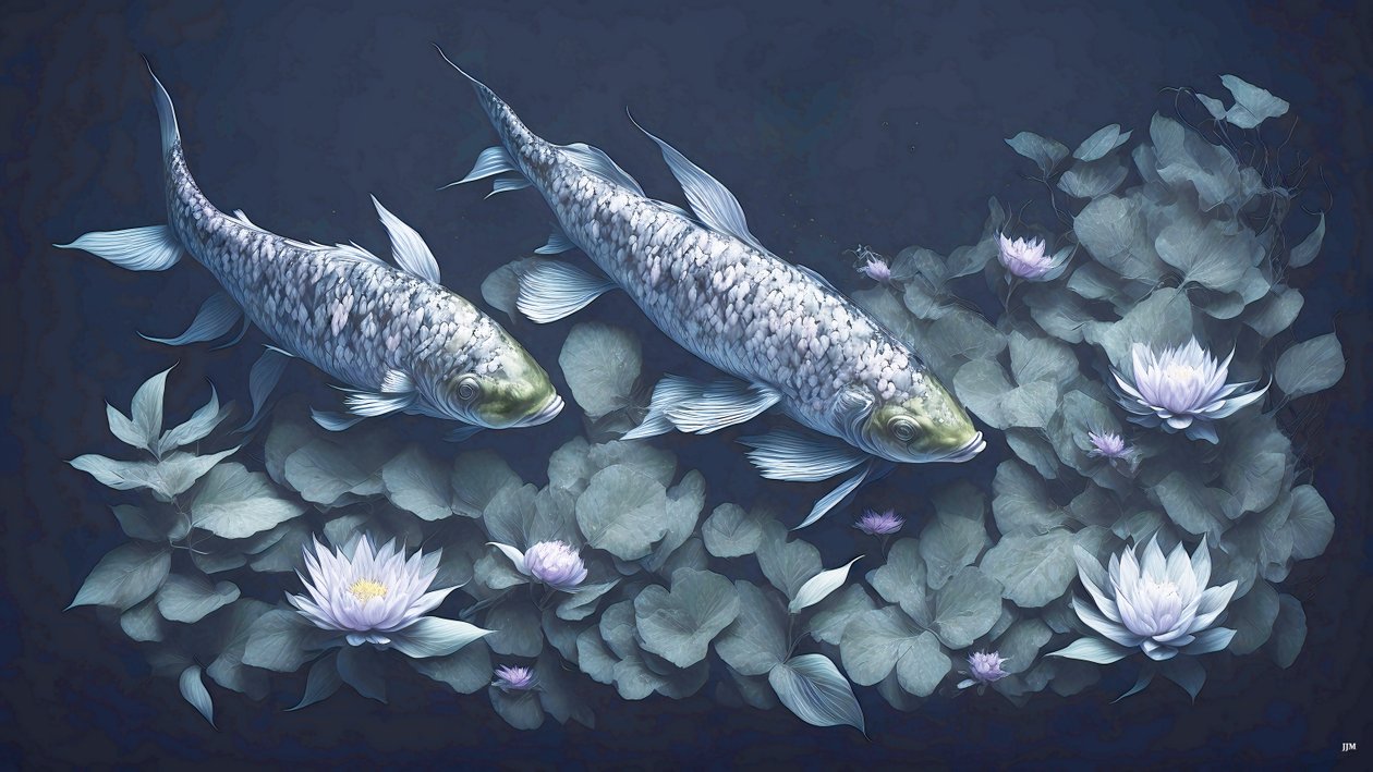 bläckmålning: Koi-Karpfish_amethyst_01 av Josef Johann Michel