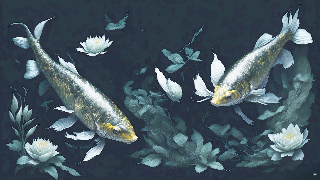 bläckmålning: Koi-Karpfish_yellow_02 av Josef Johann Michel