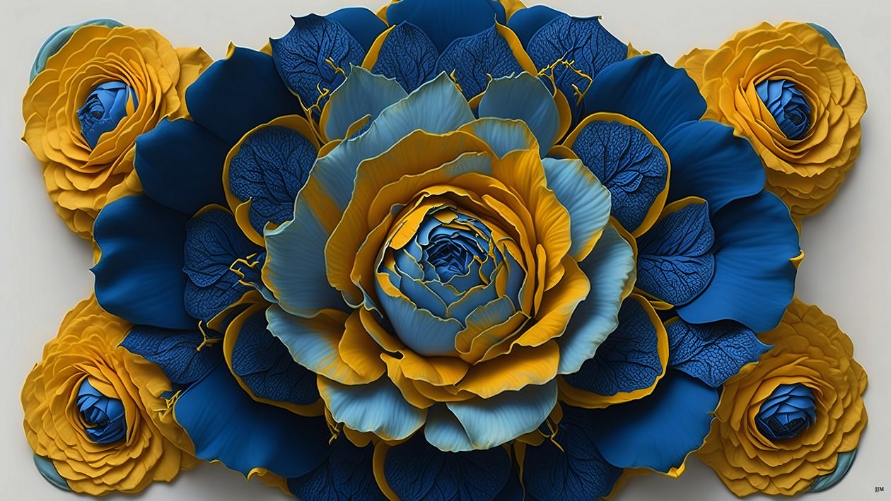 mandala: rosor-blå element_01 av Josef Johann Michel