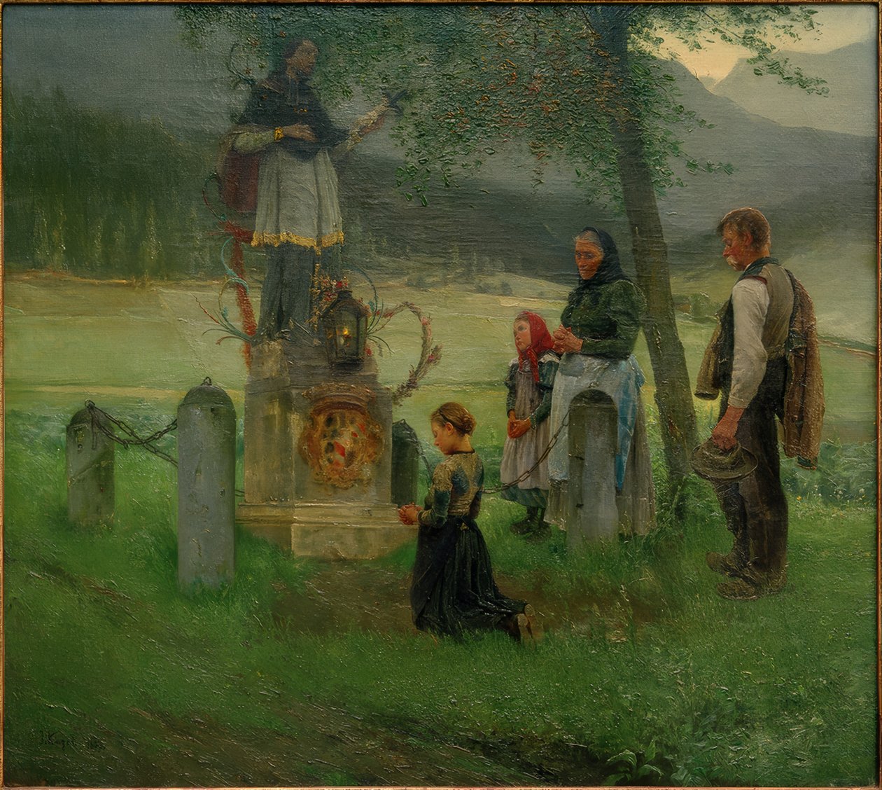 Andakt framför statyn av Nepomuk i spel av Josef Kinzel