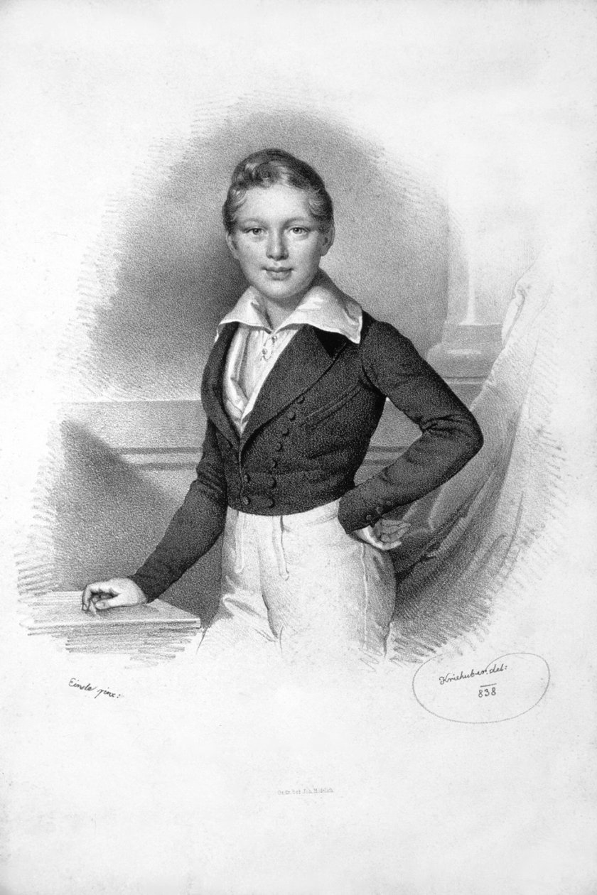 Franz Josef I. 1838 Litografi av Josef Kriehuber