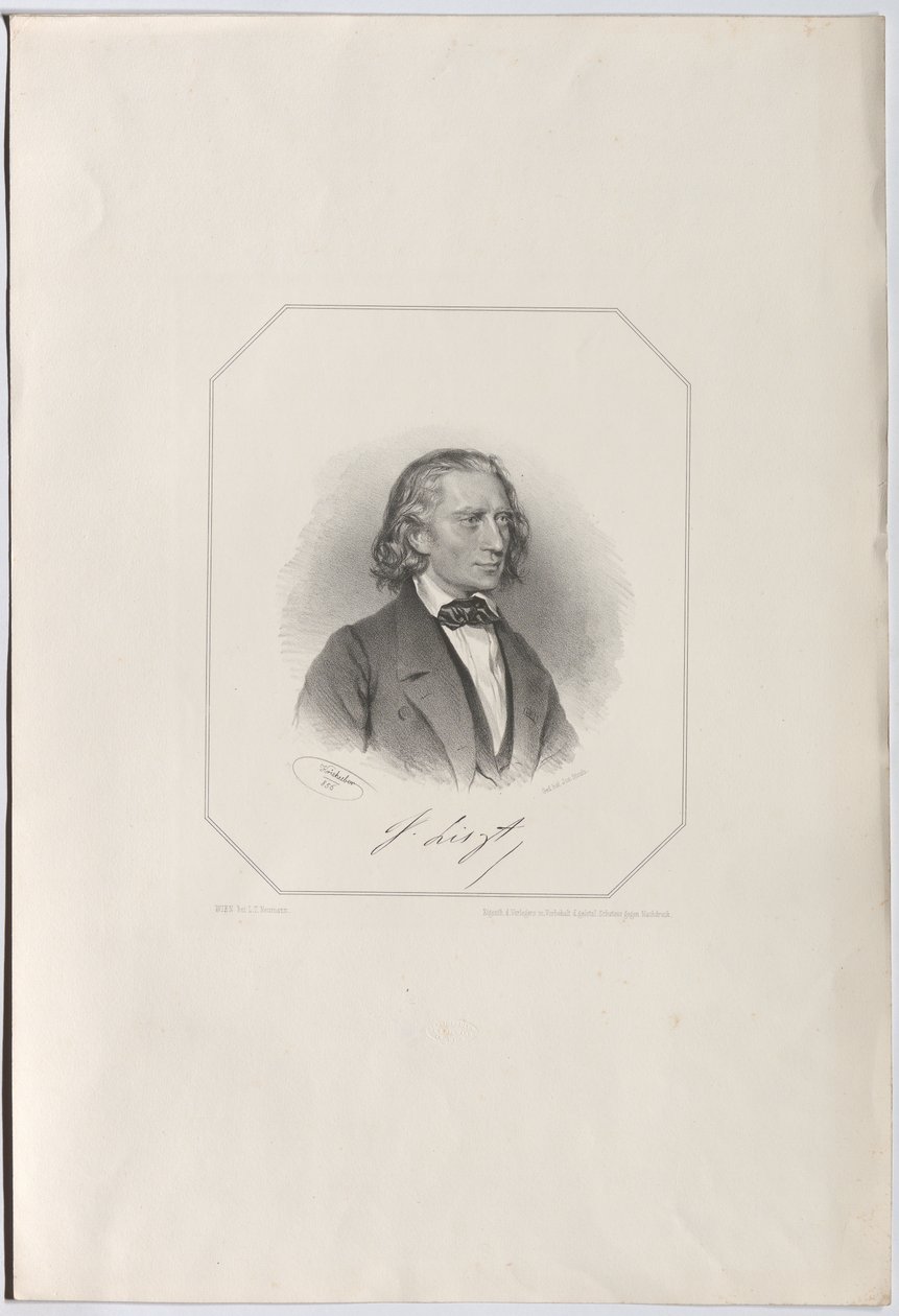 Porträtt av Franz Liszt 1811-1886, 1856. av Josef Kriehuber