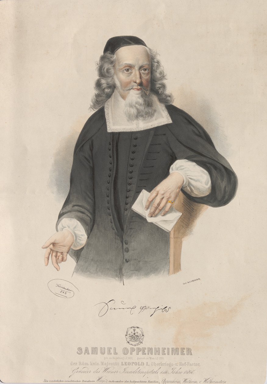 Porträtt av Samuel Oppenheimer 1631-1703, 1846. av Josef Kriehuber
