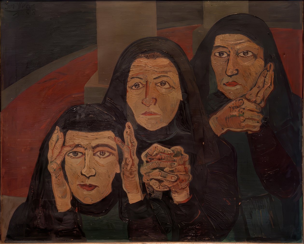 Tre sörjande kvinnor (Lamenting women) av Josef Scharl