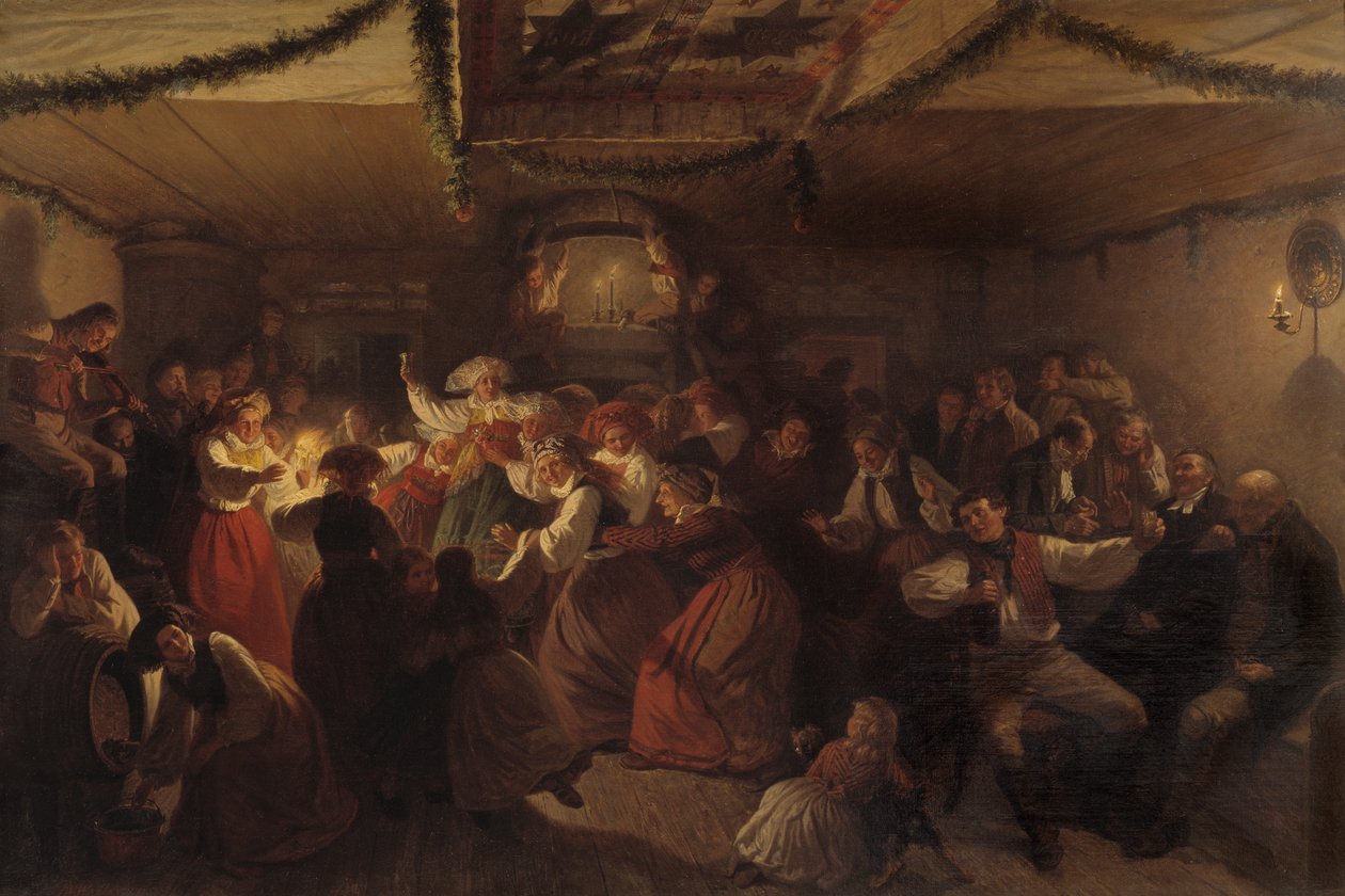 Bröllopsfest från Vingåker, 1857 av Josef Wilhelm Wallander