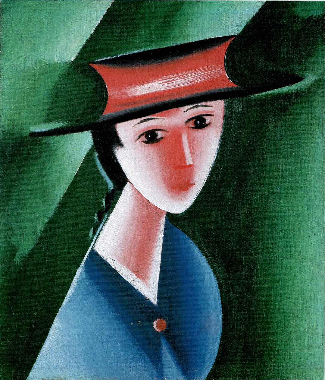 Flicka med röd hatt, 1915 av Josef Čapek