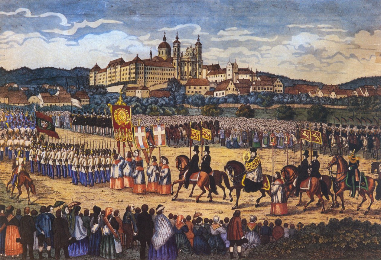 Procession av heligt blod i Altdorf-Weingarten, efter 1865 av Joseph Bayer