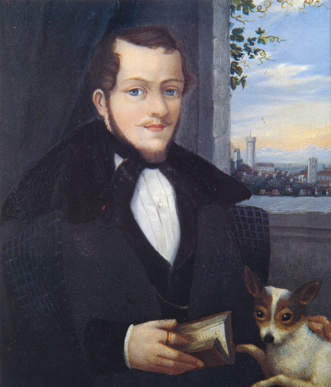 Selbstbildnis Joseph Bayer mit Hund av Joseph Bayer