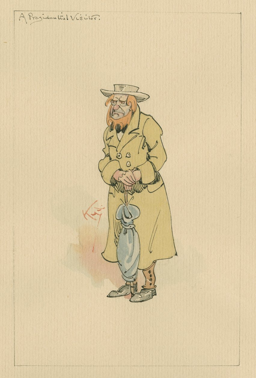 A Presidential Visitor, ca 1920-talet (penna och bläck med wc på papper) av Joseph Clayton Clarke
