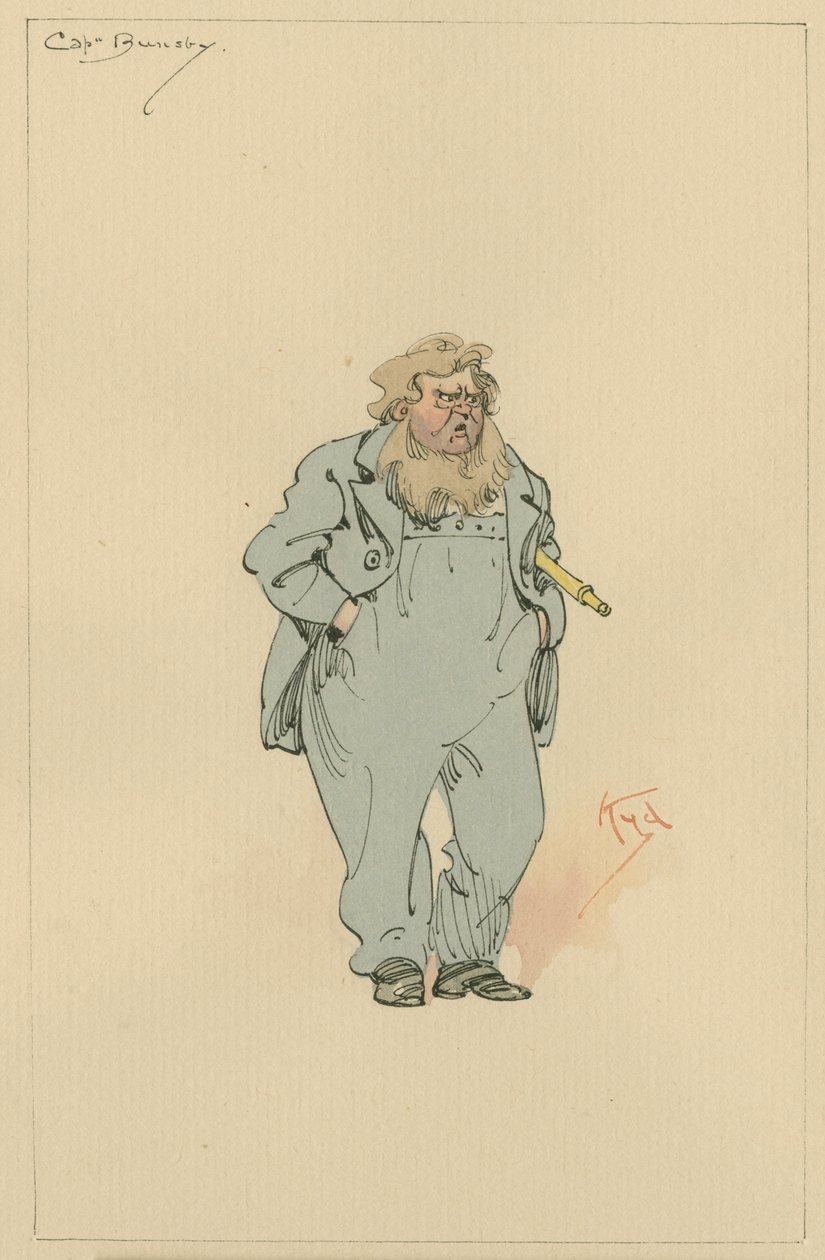 Kapten Jack Bunsby, ca 1920-talet (penna och bläck med wc på papper) av Joseph Clayton Clarke