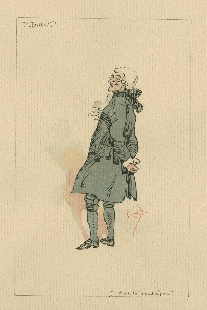 Dr Jedler - The Battle of Life, ca 1920-talet (penna och bläck med wc på papper) av Joseph Clayton Clarke
