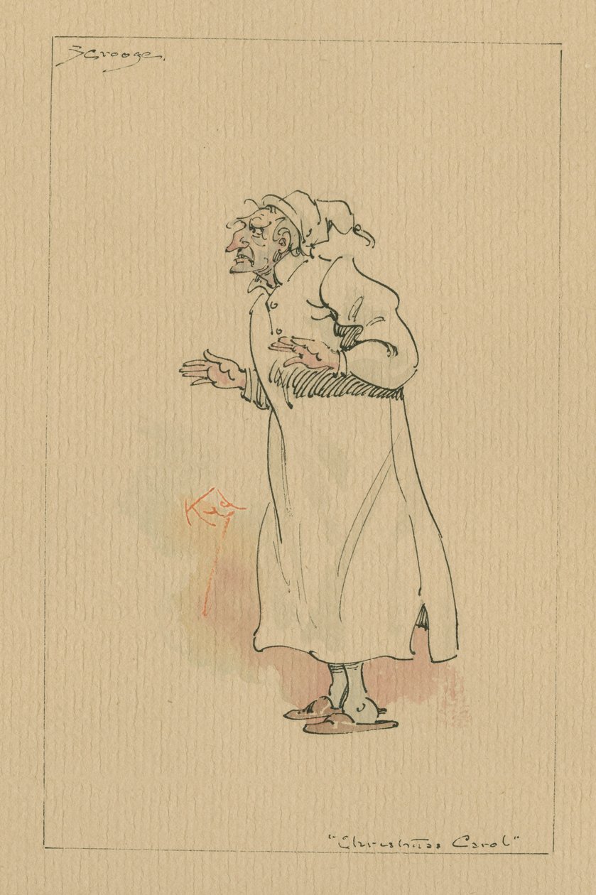 Ebenezer Scrooge - A Christmas Carol, c.1920s (peni ma le vaitusi ma le wc i luga o pepa)swed av Joseph Clayton Clarke
