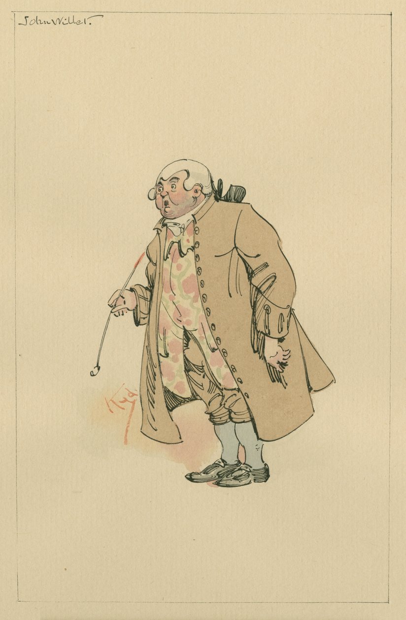John Willet, ca 1920-talet (penna och bläck med wc på papper) av Joseph Clayton Clarke
