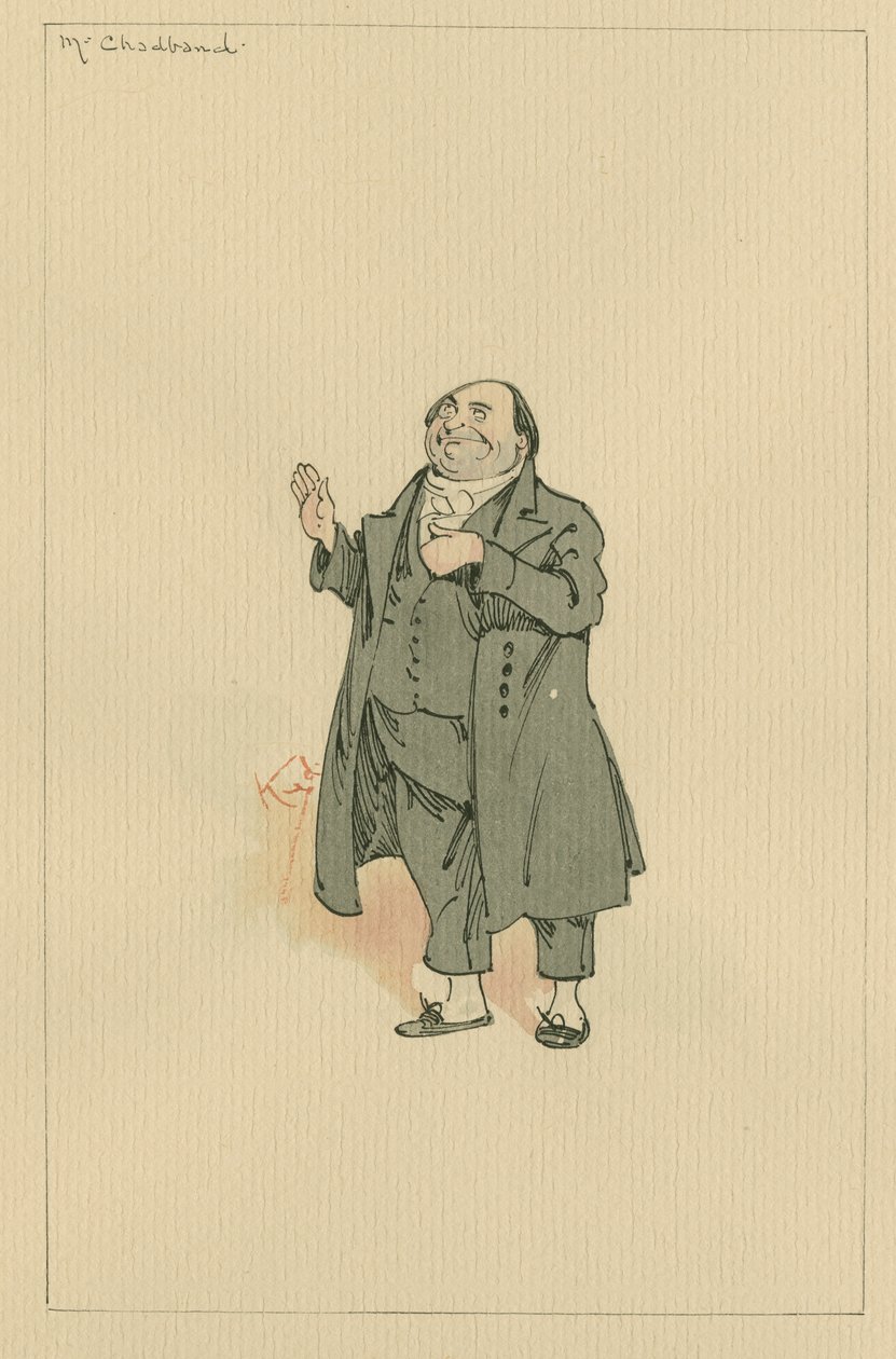 Mr Chadband, ca 1920-talet (penna och bläck med wc på papper) av Joseph Clayton Clarke