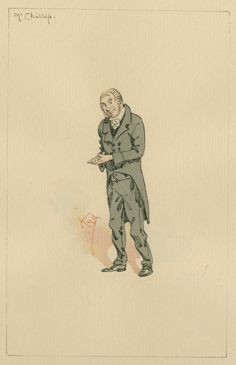 Mr Chillip, ca 1920-talet (penna och bläck med wc på papper) av Joseph Clayton Clarke