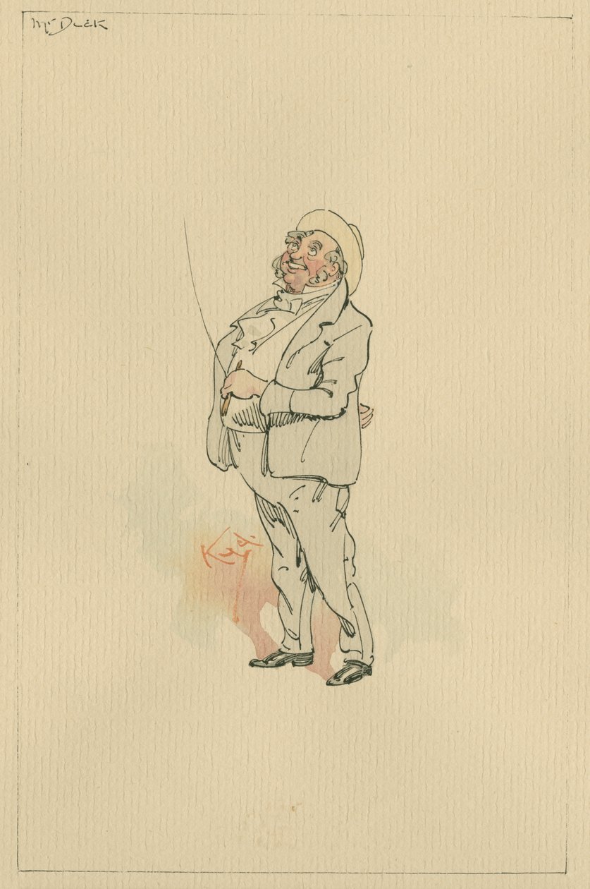 Mr Dick, ca 1920-talet (penna och bläck med wc på papper) av Joseph Clayton Clarke