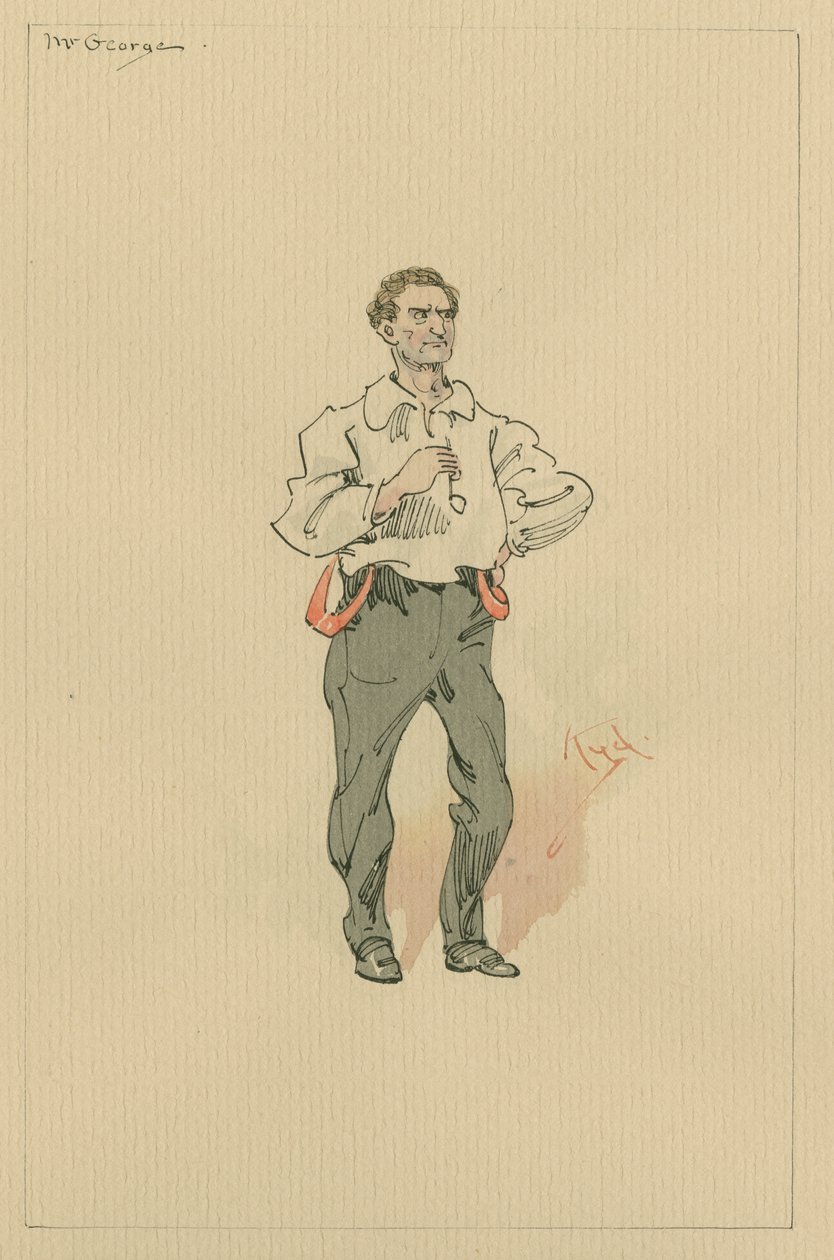 Mr George, ca 1920-talet (penna och bläck med wc på papper) av Joseph Clayton Clarke